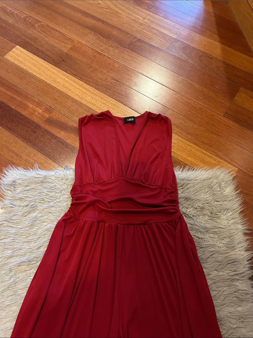 Cider Women's Red Wide-Leg Sleeveless Jumpsuit - Picture 2 of 6